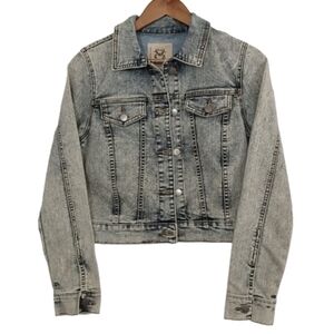 WJ Wax Jeans Design Lab Casual Streetwear Button Down Blue Jean Jacket